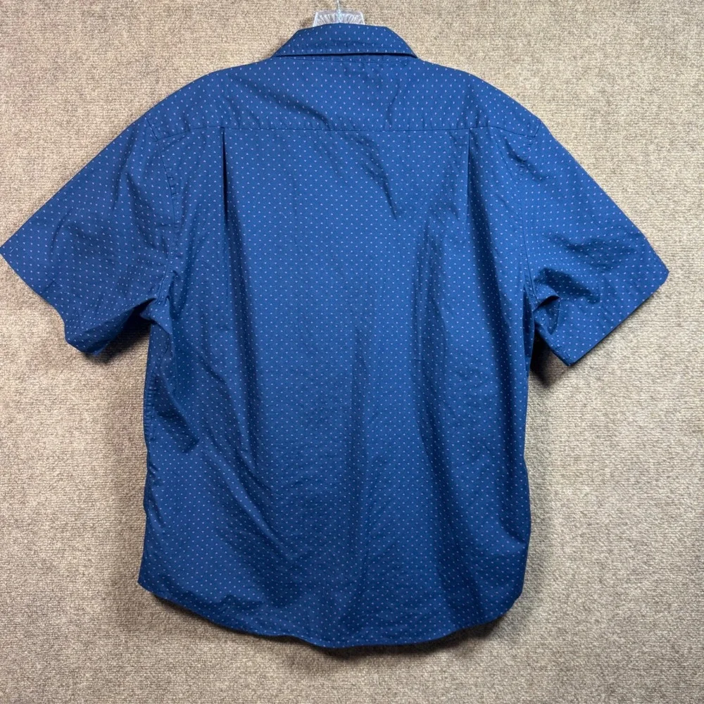 Beverly Hills Polo Club Button Down XL Short Sleeve Geometric Navy Blue